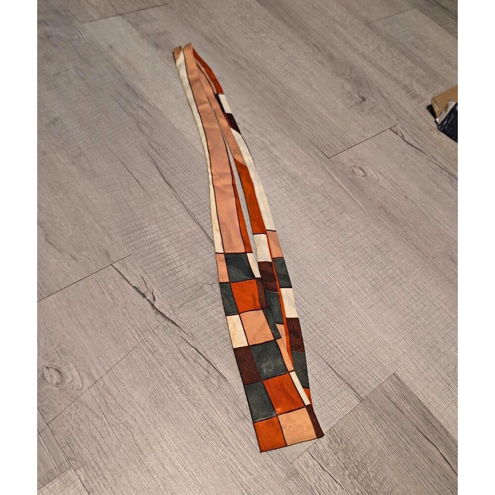Vintage 1940s 50s BOB-TAILS Square End Tie Geometric Color Block Mid Century 52"
